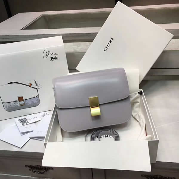 Fake Celine Box Classic Single Shoulder Flip Bag Gray Messenger Bag